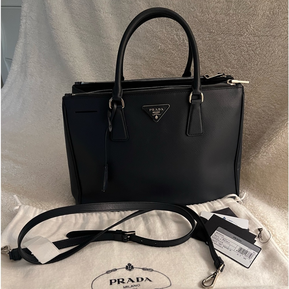 Prada double zip tote Saffiano Lux
